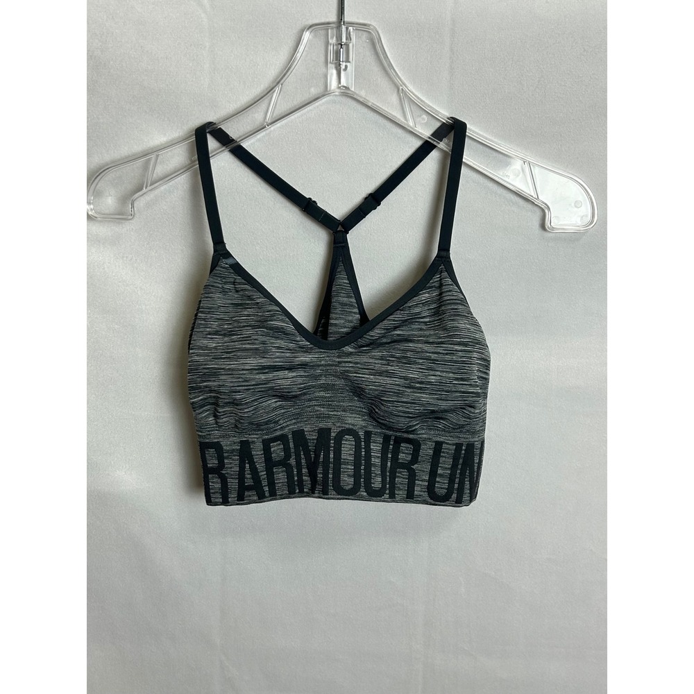 Under Armour Womens Space Dye Heather Gray Y-Back Sports Bra Large 1273389